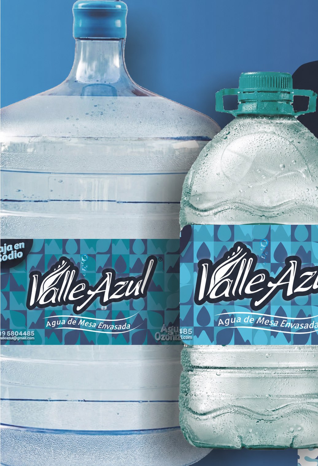 Bidones retornables de 20 y 8 litros de Agua Valle Azul